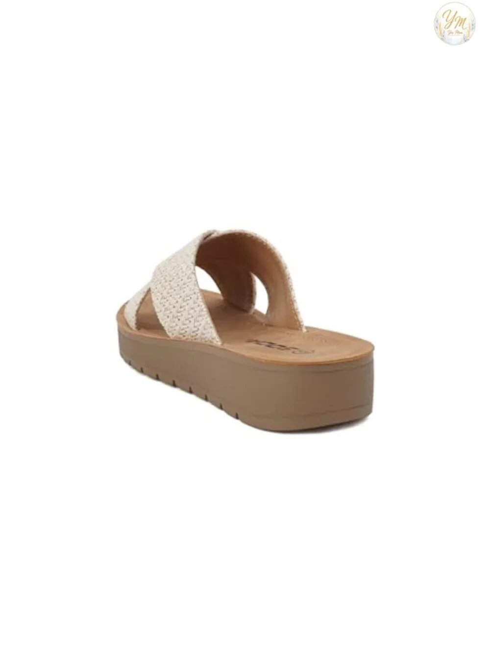 Women's Open Toe Platform Slide Sandals Crisscross Strap Manmade Leather